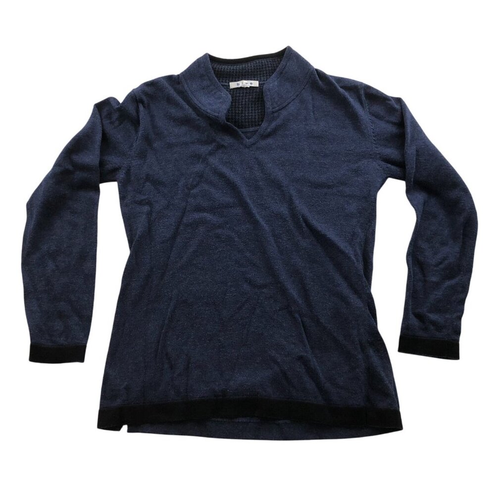 Blue Men's Sweater XS Houndstooth V-Neck Long Sleeve Cozy Casual Blue Classic